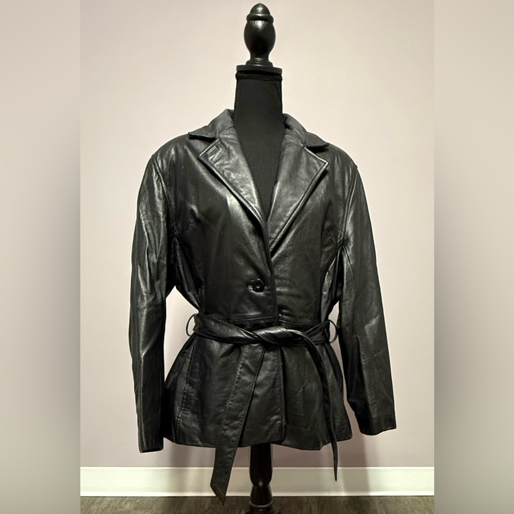 WILSONS 2pc LEATHER Jacket BELTED L Women